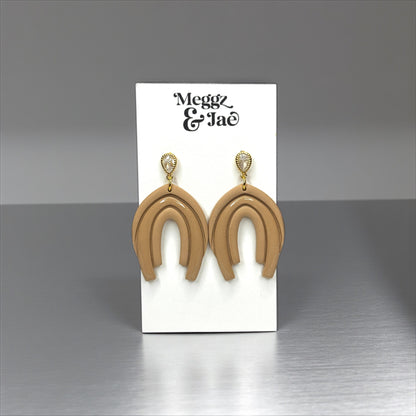 “Abby” Neutral beige arch style dangles with cz topper