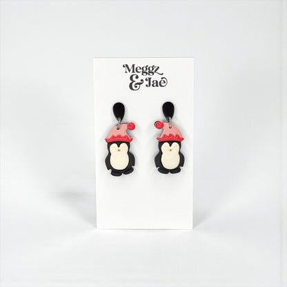 (Copy) Pink Snowman Polymer Clay Earrings