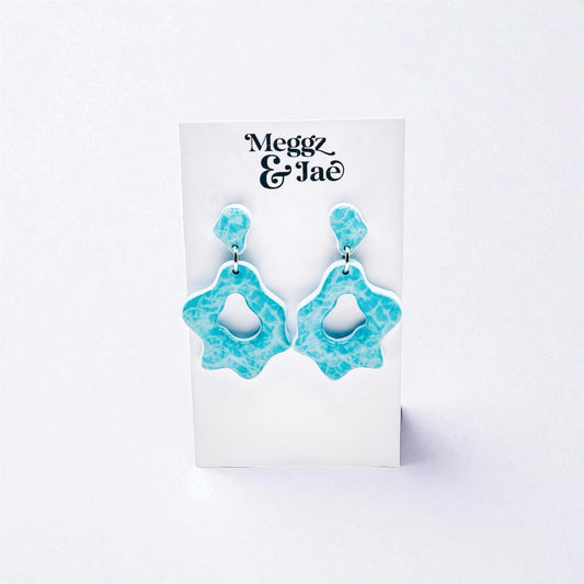 “Ariel” Aqua blue pool printed dangles