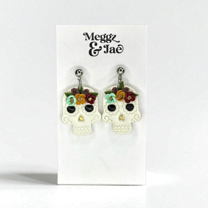 “Sugar Skulls”polymer clay dangle earrings