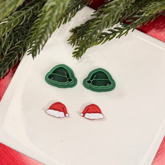 Christmas santa hat studs polymer clay cutter