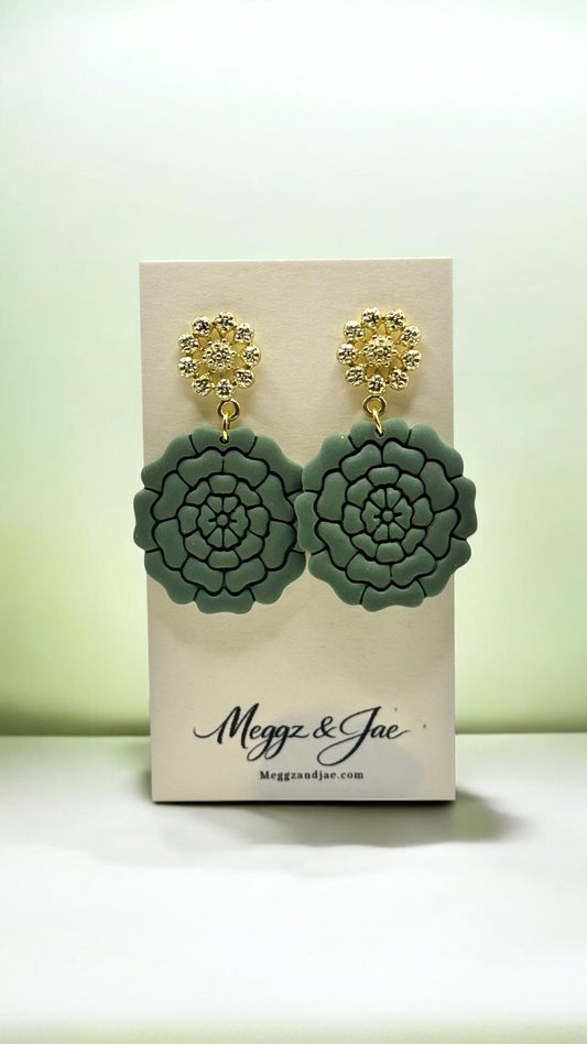 Floral Statement Earrings Handmade Polymer Clay Lightweight Dangle Earrings Meggz and Jae