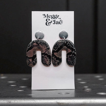 “Layla” snake skin arch dangles