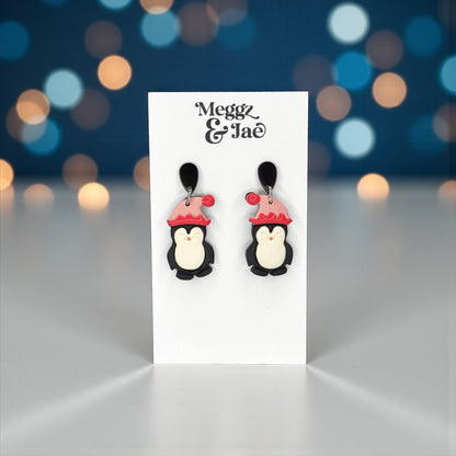 (Copy) Pink Snowman Polymer Clay Earrings