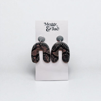 “Layla” snake skin arch dangles