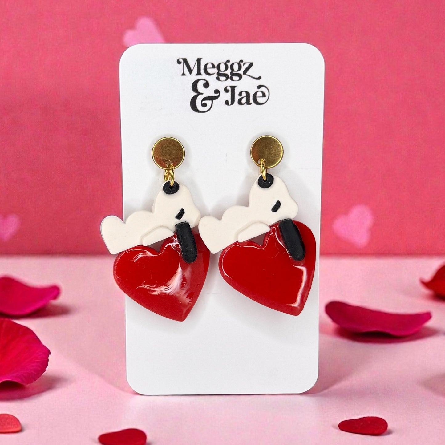 Snoop y inspired Valentine’s Day heart polymer clay earrings