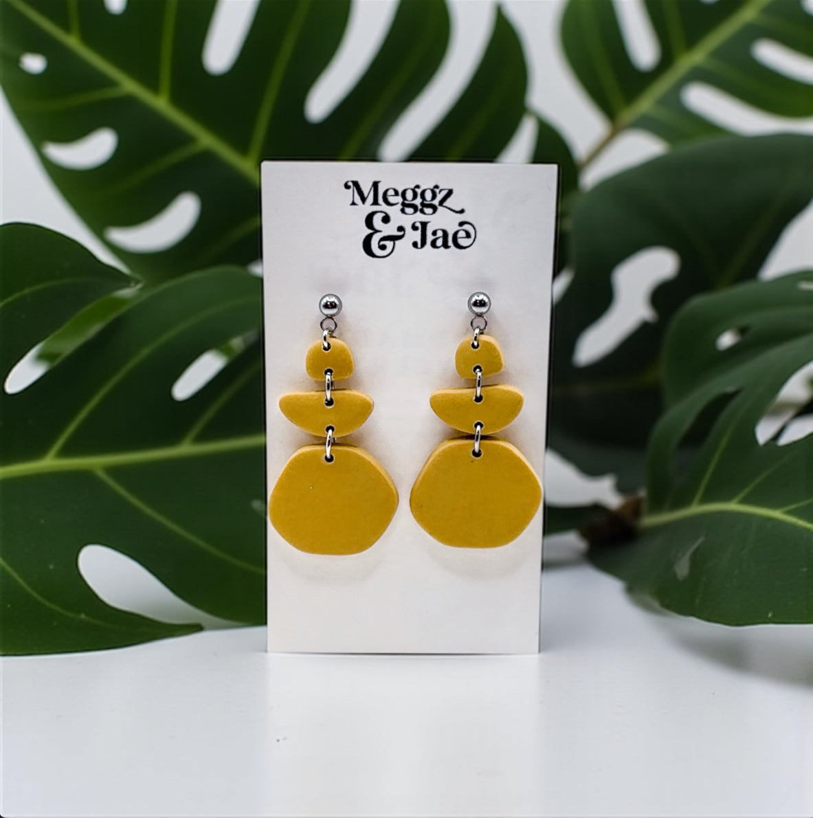 “Sierra” Yellow modern pebble dangles