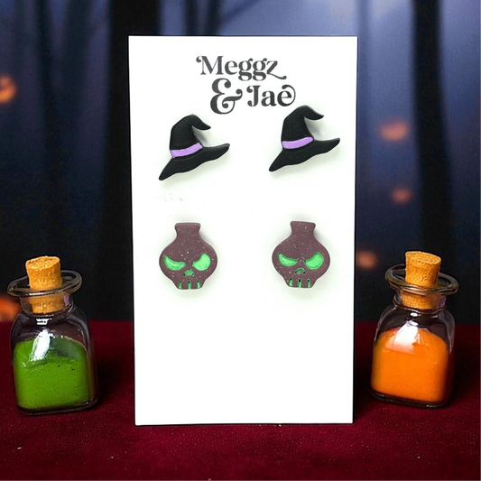 “Witch Stud Set” polymer clay stud earrings