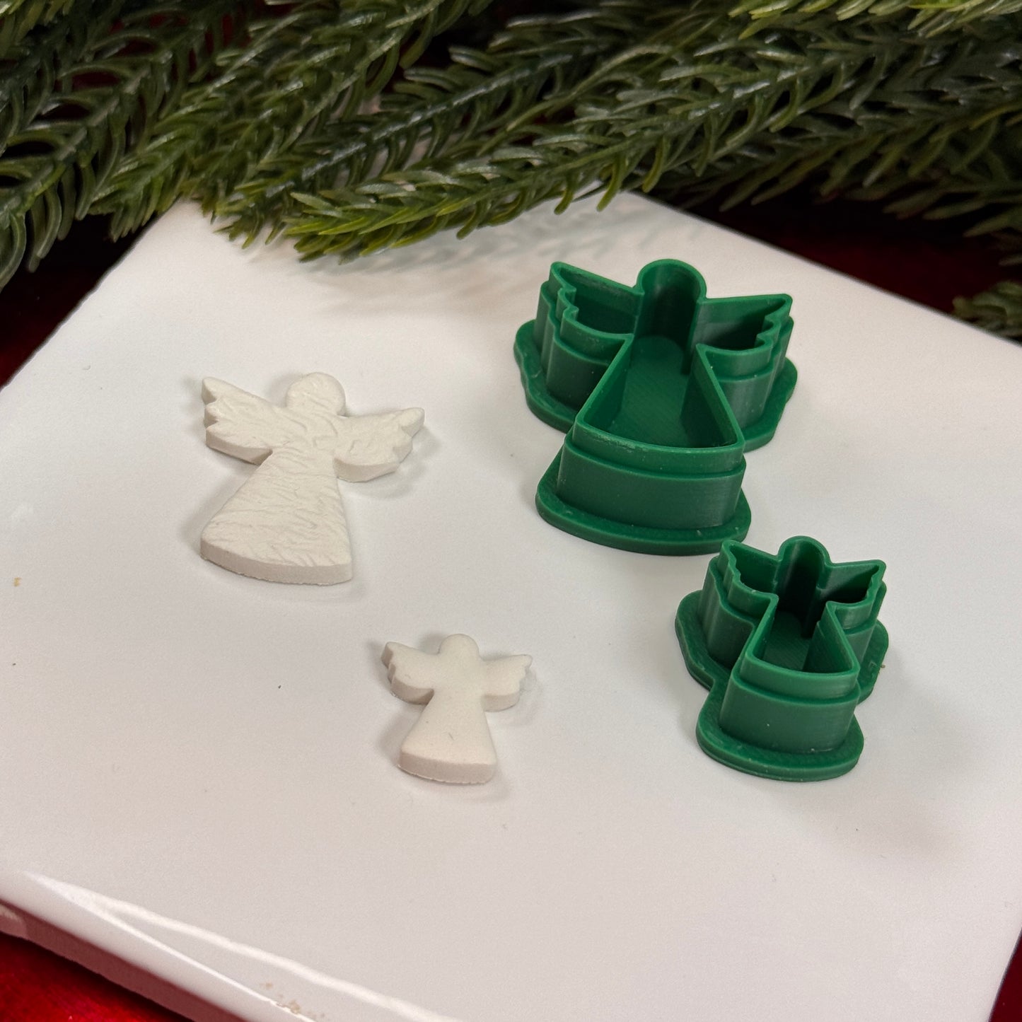 Christmas Angel stud dangle polymer clay cutter