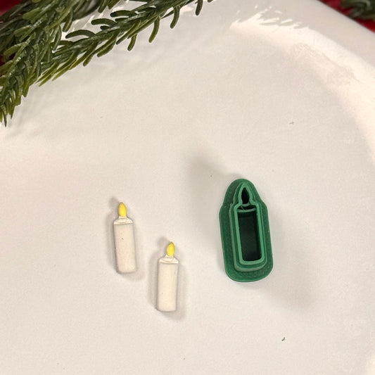 Christmas micro tiny candle studs polymer clay cutter