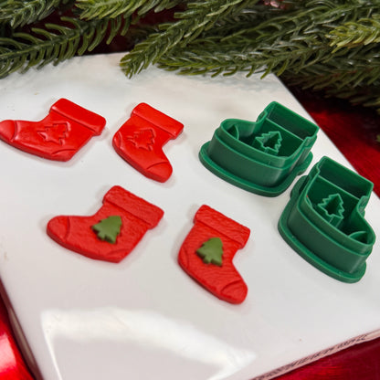 Christmas stocking studs polymer clay cutter