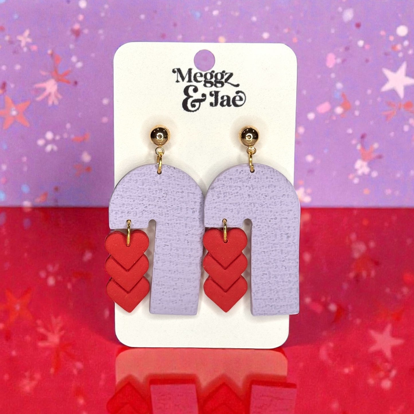 Modern arch with hearts Valentine’s Day polymer clay earring