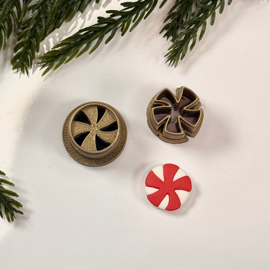 Christmas peppermint stud polymer clay cutter (set of 2)