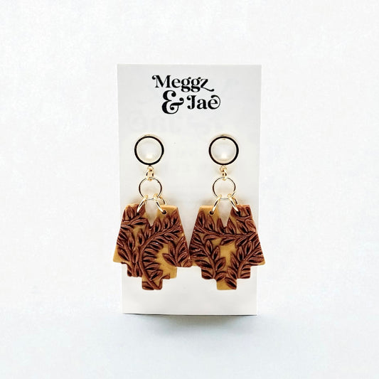“Lucy” tribal shape with vines dangles