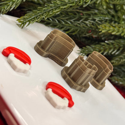 Christmas santa hat and beard studs polymer clay cutter