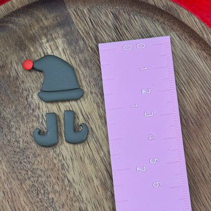 Christmas set of 4 elf hat and shoes polymer clay cutter