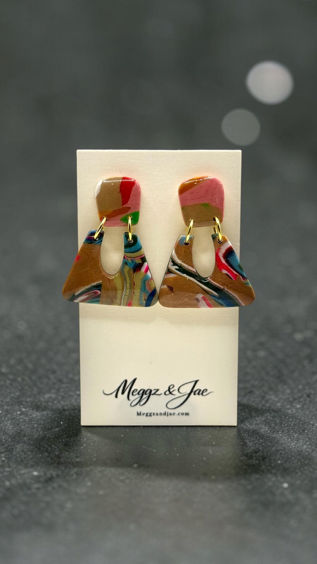 Modern Geometric Statement Earrings Handmade Polymer Clay Lightweight Dangle Earrings Meggz and Jae