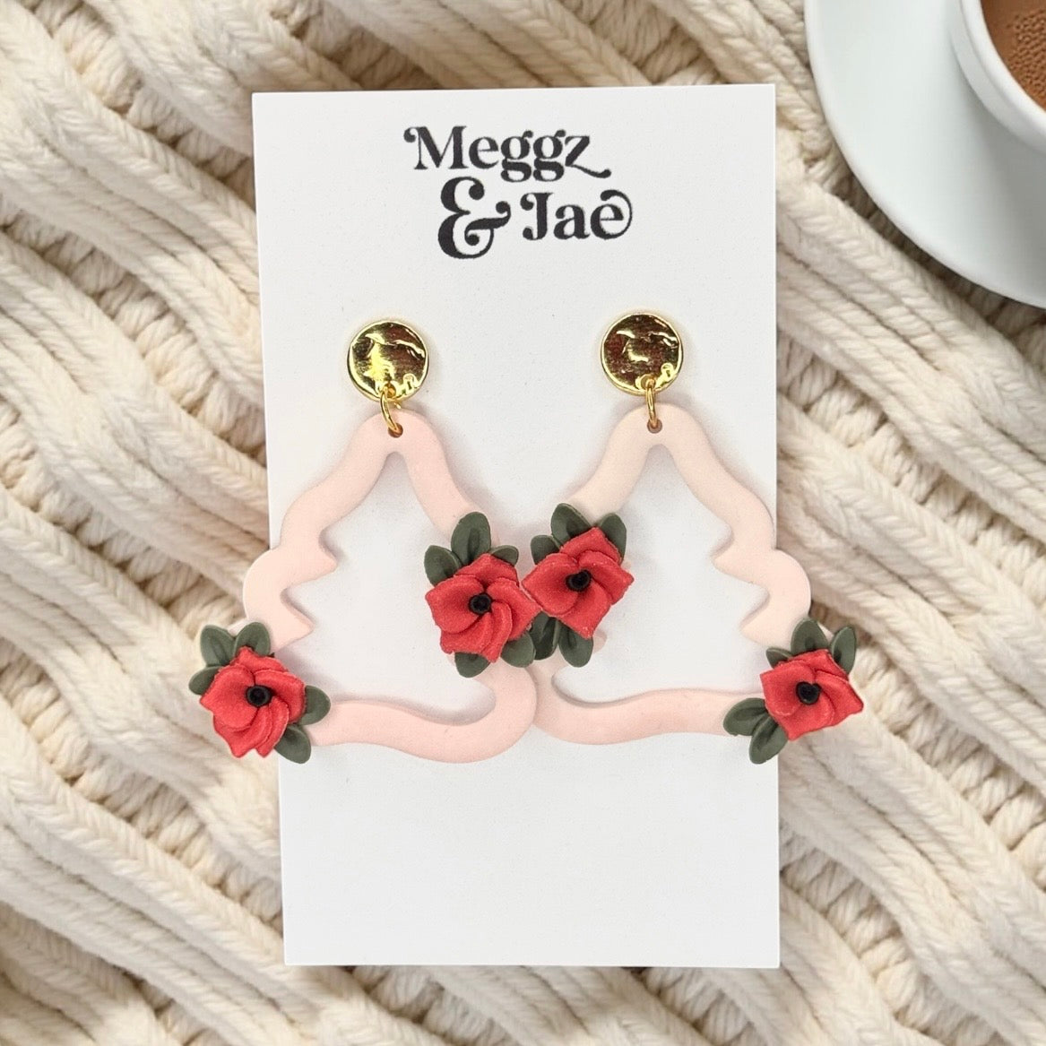 Blush Christmas Tree Polymer Clay Earrings