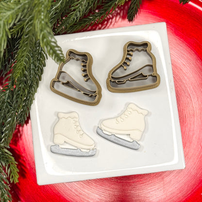 Christmas set of 2 ice skates polymer clay cutter