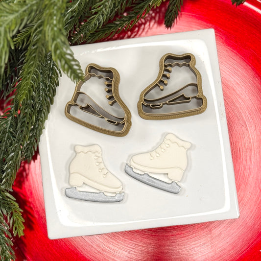 Christmas set of 2 ice skates polymer clay cutter