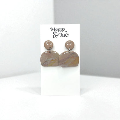 “Alyssa” Neutral Marble Arch Earrings