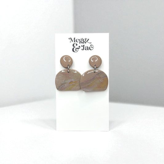 “Alyssa” Neutral Marble Arch Earrings