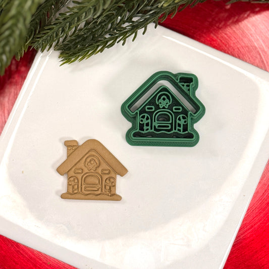 Christmas ginger bread house polymer clay cutter