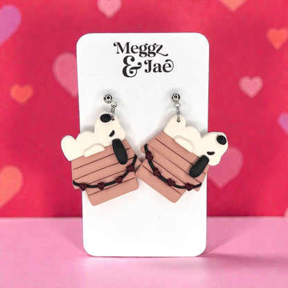 Snoop cartoon dog house polymer clay earrings