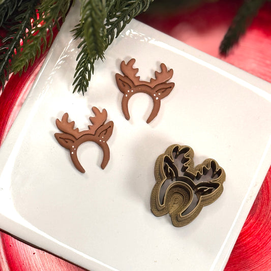 Christmas reindeer headband polymer clay cutter