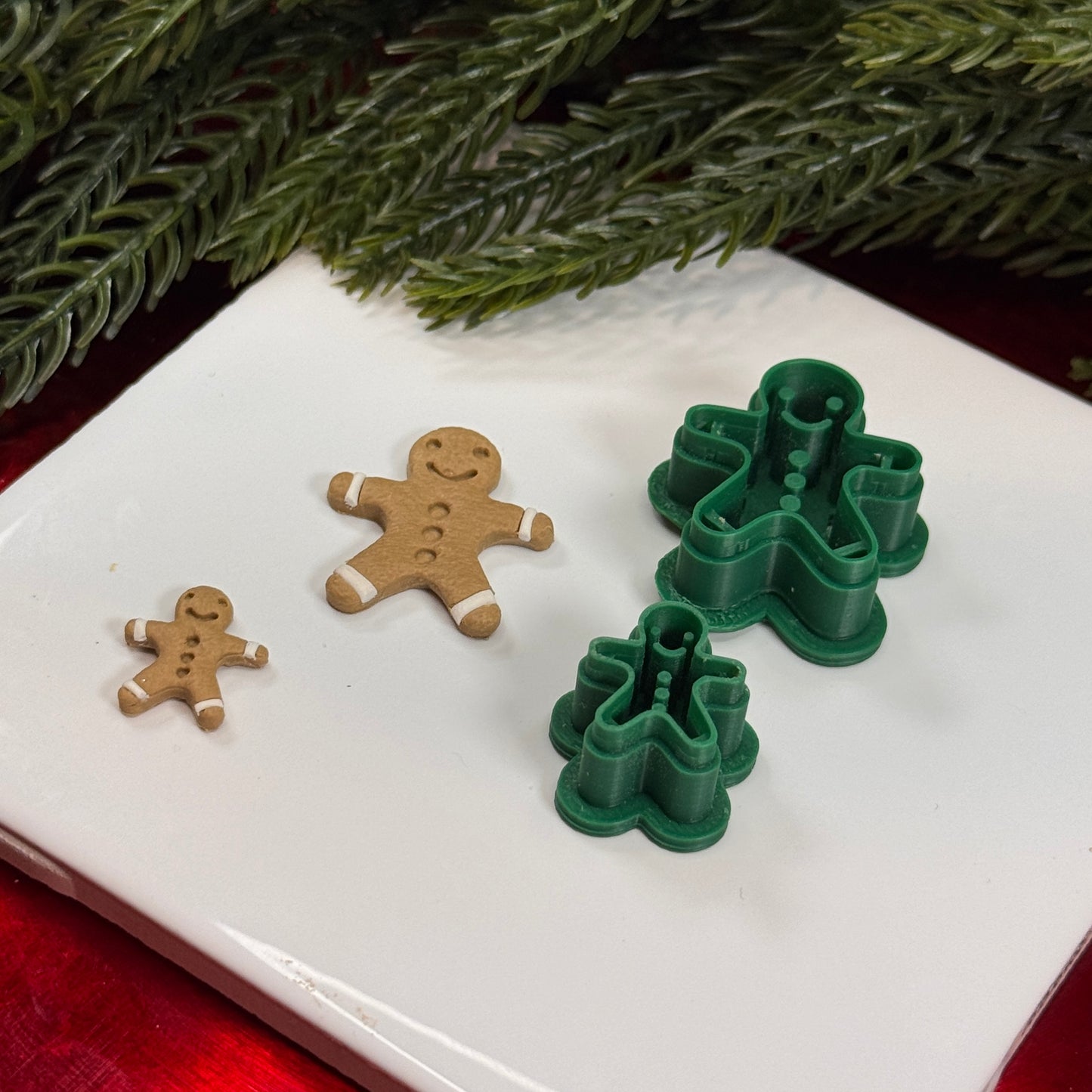 Christmas gingerbread stud dangle polymer clay cutter