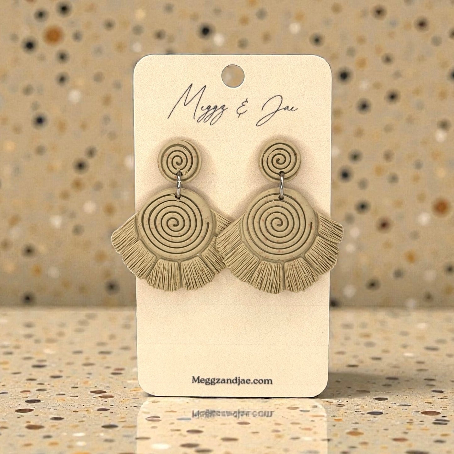 Spiral with fringe polymer clay earrings