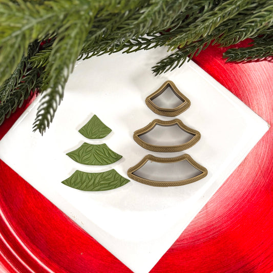 Christmas 3 piece tree polymer clay cutter