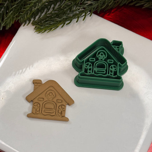 Christmas ginger bread house polymer clay cutter