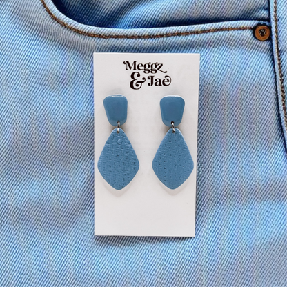 “Chloe” Denim style diamond dangles