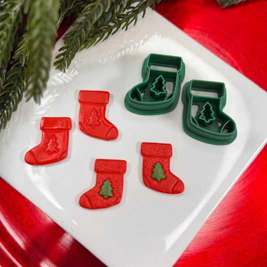 Christmas stocking studs polymer clay cutter