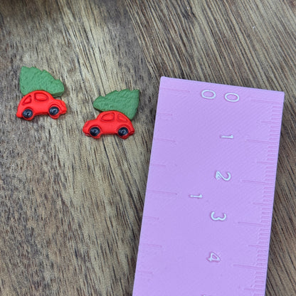 Christmas 4 piece car with tree stud polymer clay cutter
