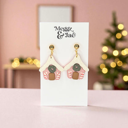 Gingerbread House Polymer Clay Earrings