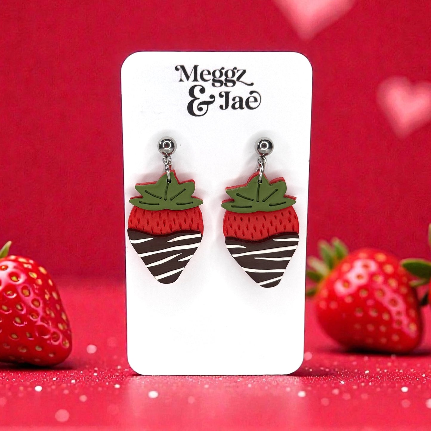 Chocolate covered strawberry polymer clay earring