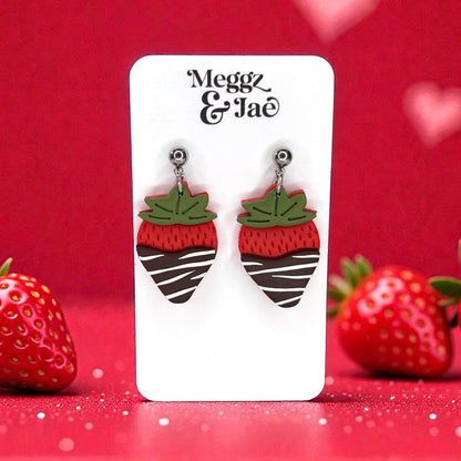 Chocolate covered strawberry polymer clay earring