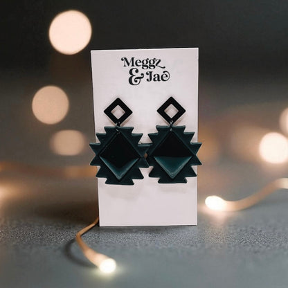 “Shaina” black geometric resin dangle