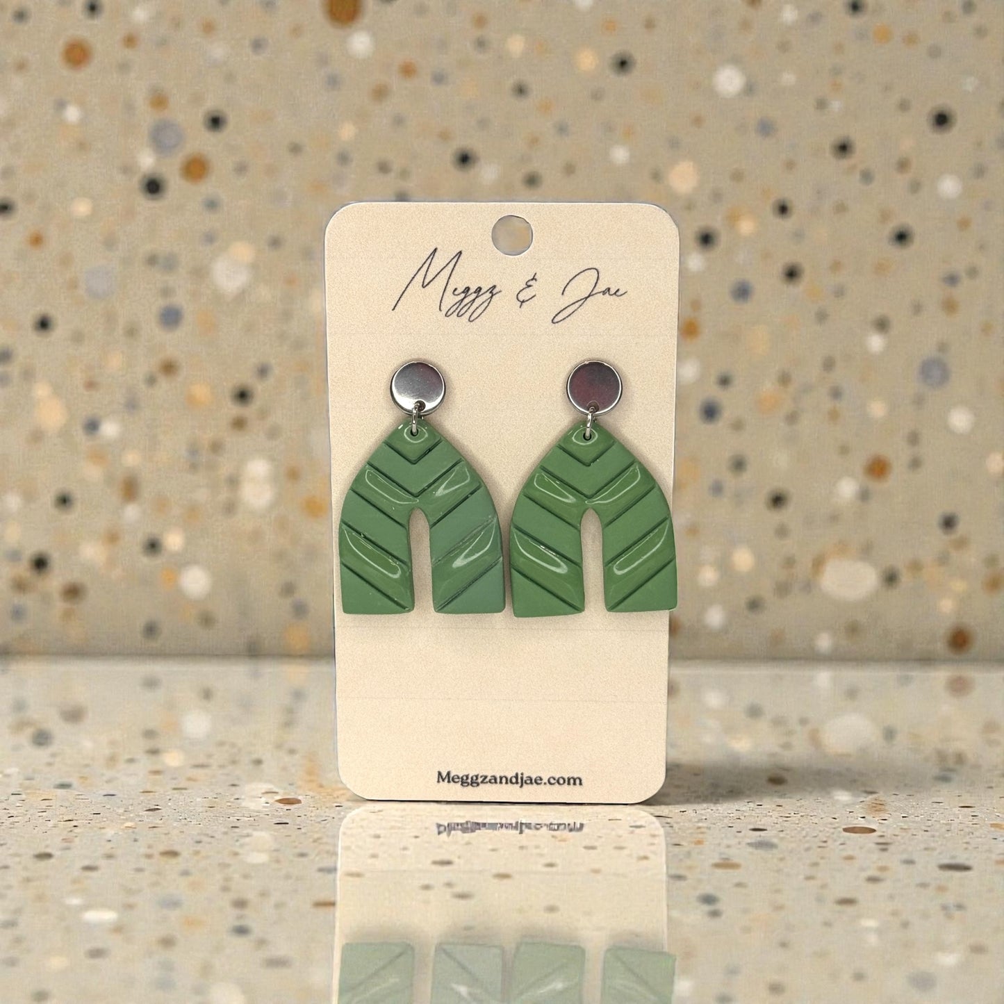 Modern arch with lines polymer clay earrings