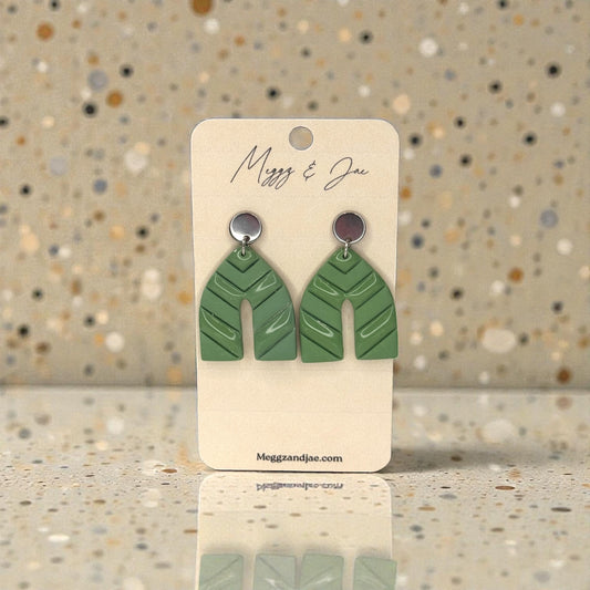 Modern arch with lines polymer clay earrings