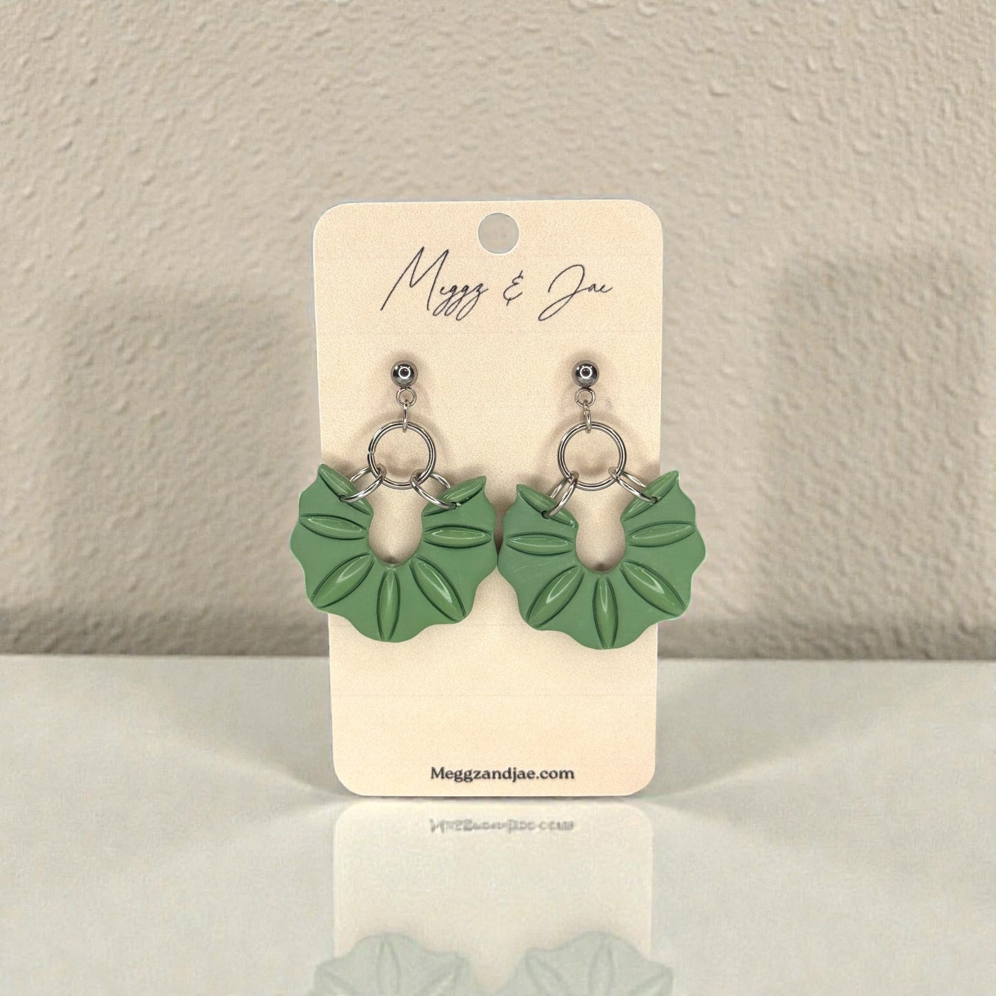 Scalloped arch boho polymer clay earrings