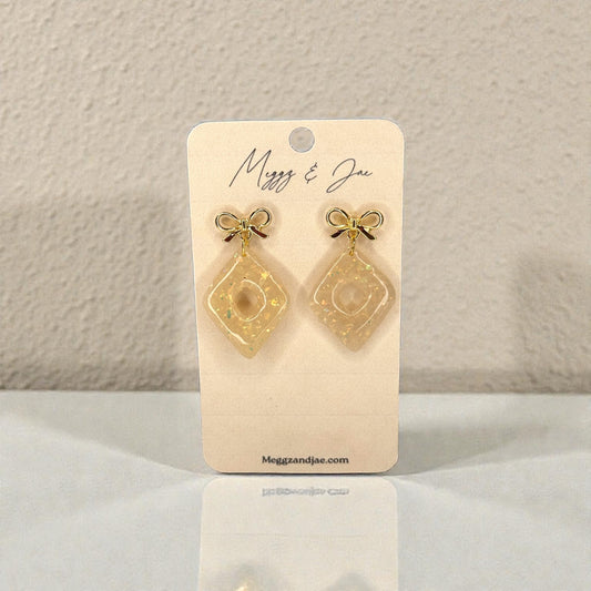 Opal Diamond with cut out polymer clay earrings