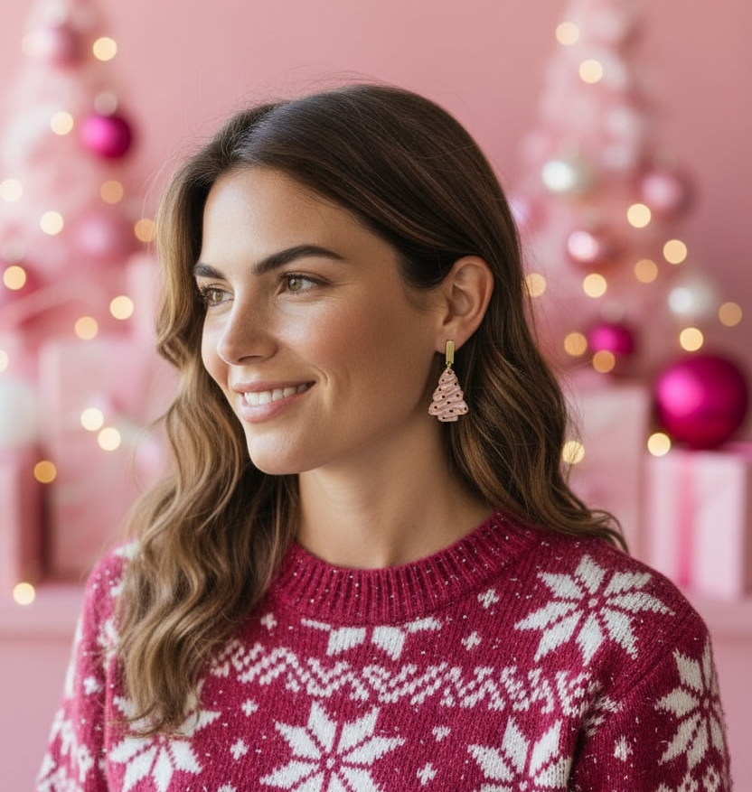 Christmas Tree Cake Polymer Clay Earrings