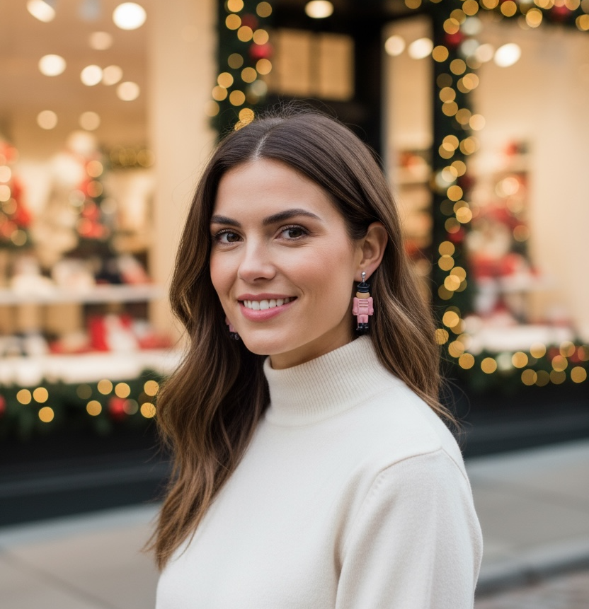 Pink Christmas Nutcracker Polymer Clay Earrings